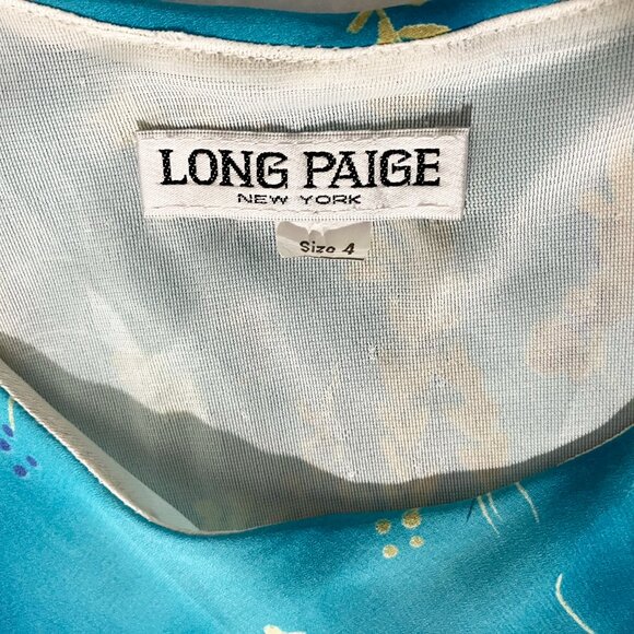 90s Vintage | Long Paige NY Aqua Sundress | Size 4 - Picture 2 of 7